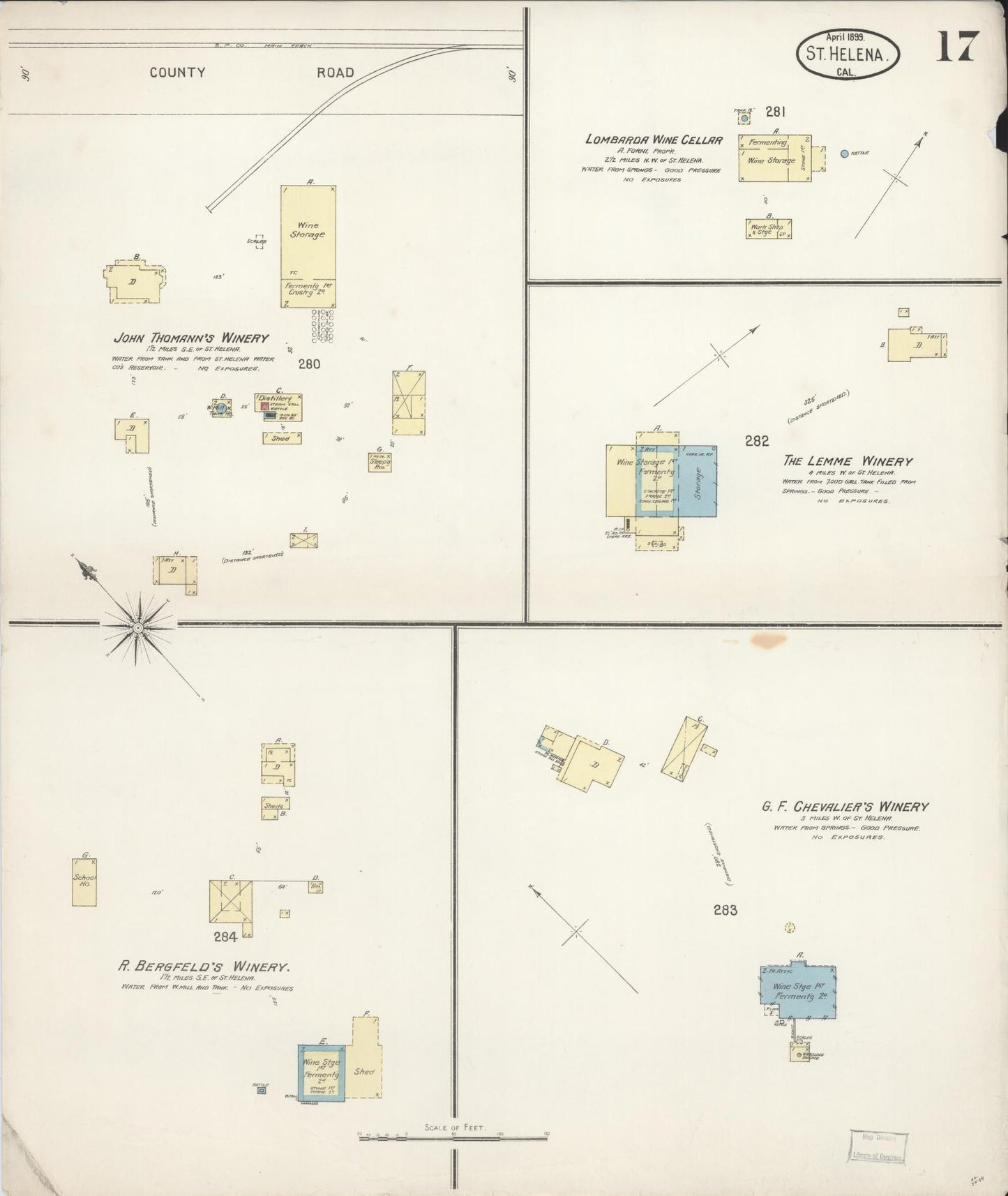 Sanborn Fire Insurance Map from Saint Helena, Napa County, California (1899), Sheet #0017 - Complete Map Set gallery image, historic Sanborn map, vintage wall art, California California