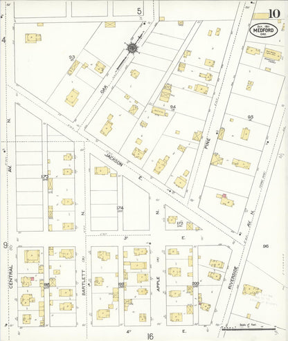 Sanborn Fire Insurance Map from Medford, Jackson County, Oregon (1911), Sheet #0010 - Complete Map Set gallery image, historic Sanborn map, vintage wall art, Oregon Oregon