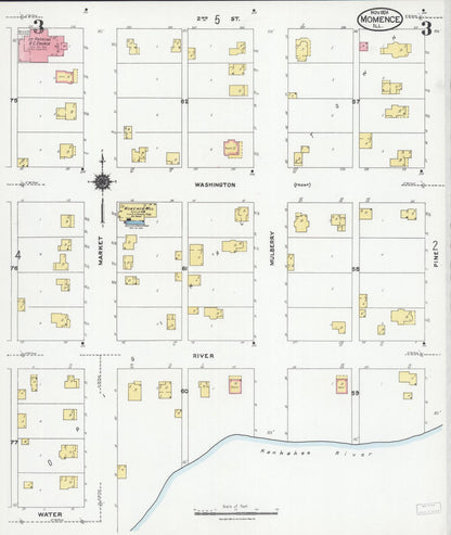 Sanborn Fire Insurance Map from Momence, Kankakee County, Illinois (1924), Sheet #0003 - Historic Sanborn Fire Insurance Map Print, vintage old map wall art, antique decor, genealogy gift, Illinois Illinois map