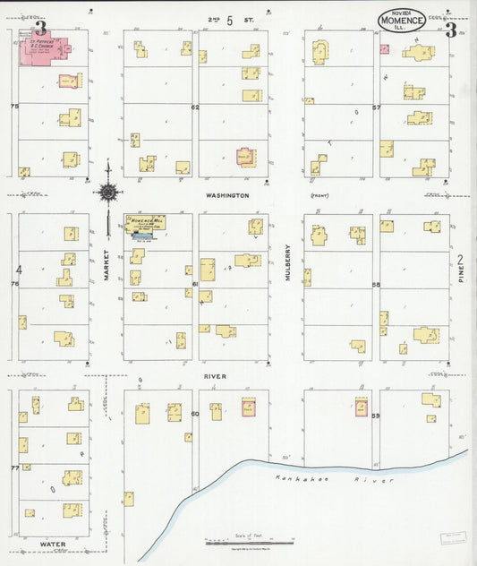 Sanborn Fire Insurance Map from Momence, Kankakee County, Illinois (1924), Sheet #0003 - Historic Sanborn Fire Insurance Map Print, vintage old map wall art, antique decor, genealogy gift, Illinois Illinois map