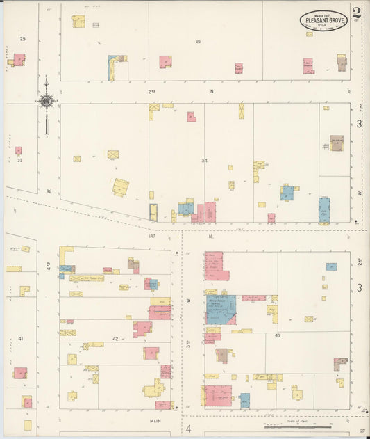 Sanborn Fire Insurance Map from Pleasant Grove, Utah County, Utah (1917), Sheet #0002 - Historic Sanborn Fire Insurance Map Print, vintage old map wall art, antique decor, genealogy gift, Pleasant Grove Utah map