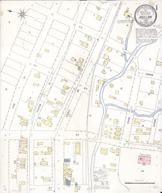 Sanborn Fire Insurance Map from Mullan, Shoshone County, Idaho (1909), Sheet #0001 - Complete Map Set gallery image, historic Sanborn map, vintage wall art, Idaho Idaho