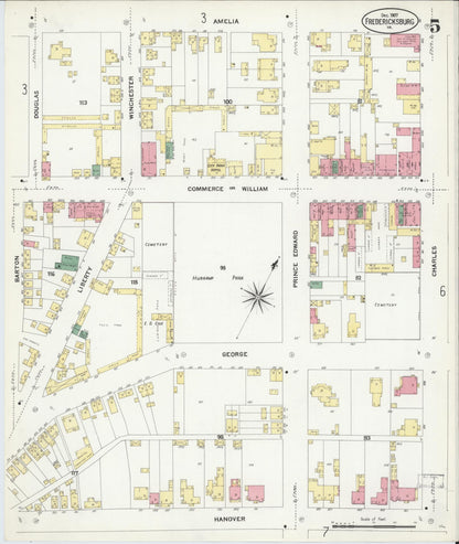 Sanborn Fire Insurance Map from Fredericksburg, Independent Cities, Virginia (1907), Sheet #0005 - Complete Map Set gallery image, historic Sanborn map, vintage wall art, Virginia Virginia