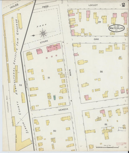 Sanborn Fire Insurance Map from Waterloo, Seneca County, New York (1893), Sheet #0002 - Historic Sanborn Fire Insurance Map Print, vintage old map wall art, antique decor, genealogy gift, New York New York map