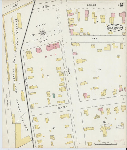 Sanborn Fire Insurance Map from Waterloo, Seneca County, New York (1893), Sheet #0002 - Historic Sanborn Fire Insurance Map Print, vintage old map wall art, antique decor, genealogy gift, New York New York map