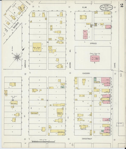 Sanborn Fire Insurance Map from Phillips, Price County, Wisconsin (1895), Sheet #0002 - Complete Map Set gallery image, historic Sanborn map, vintage wall art, Wisconsin Wisconsin