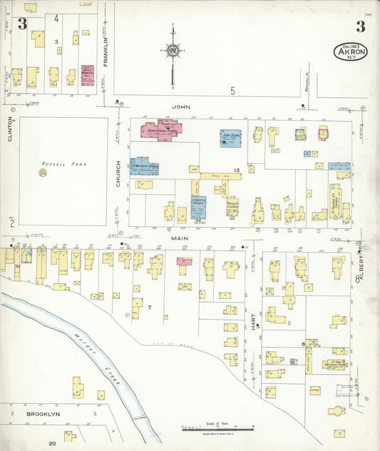 Sanborn Fire Insurance Map from Akron, Erie County, New York (1923), Sheet #0003 - Historic Sanborn Fire Insurance Map Print, vintage old map wall art, antique decor, genealogy gift, New York New York map