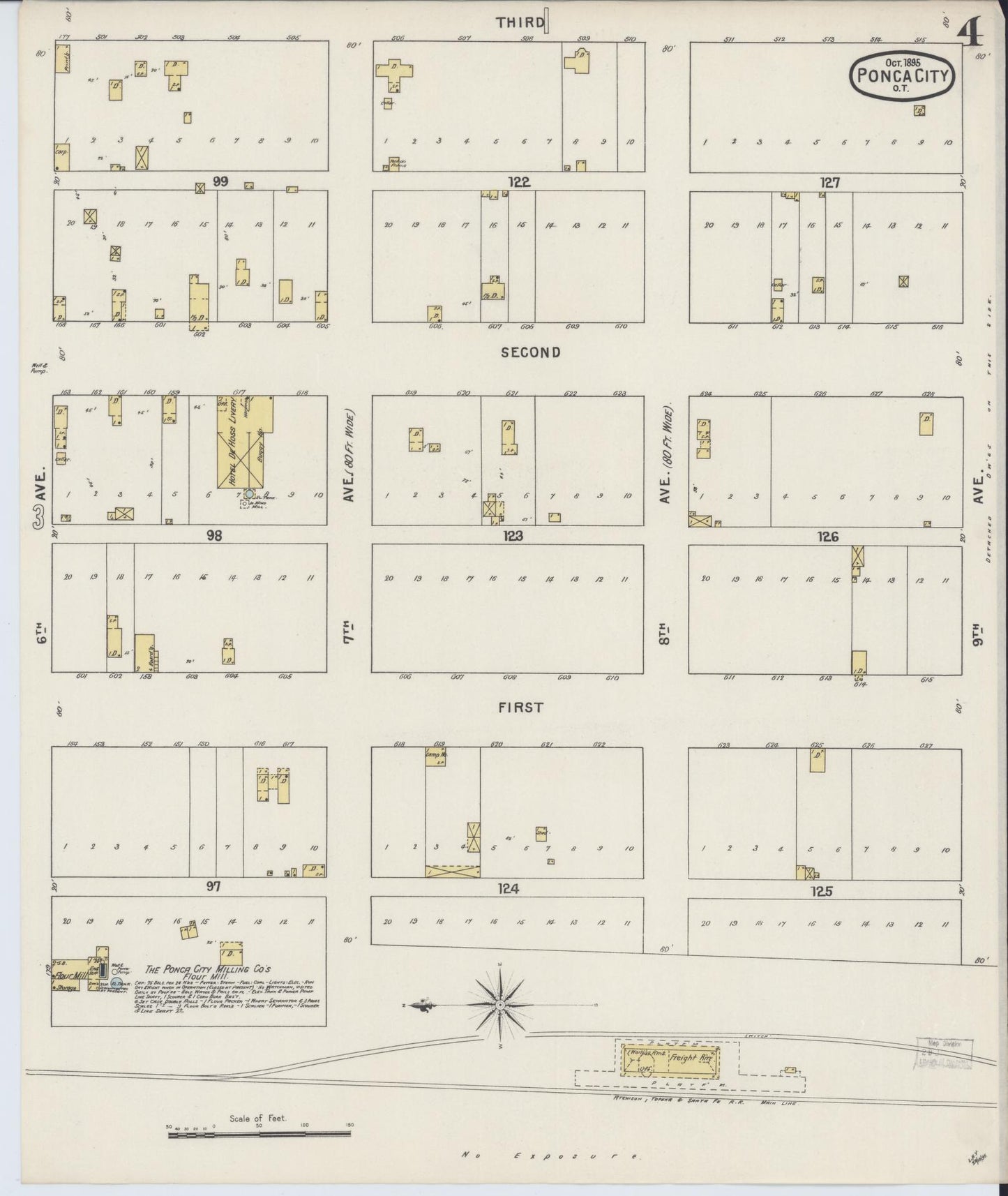 Sanborn Fire Insurance Map from Ponca City, Kay County, Oklahoma (1895), Sheet #0004 - Complete Map Set gallery image, historic Sanborn map, vintage wall art, Oklahoma Oklahoma