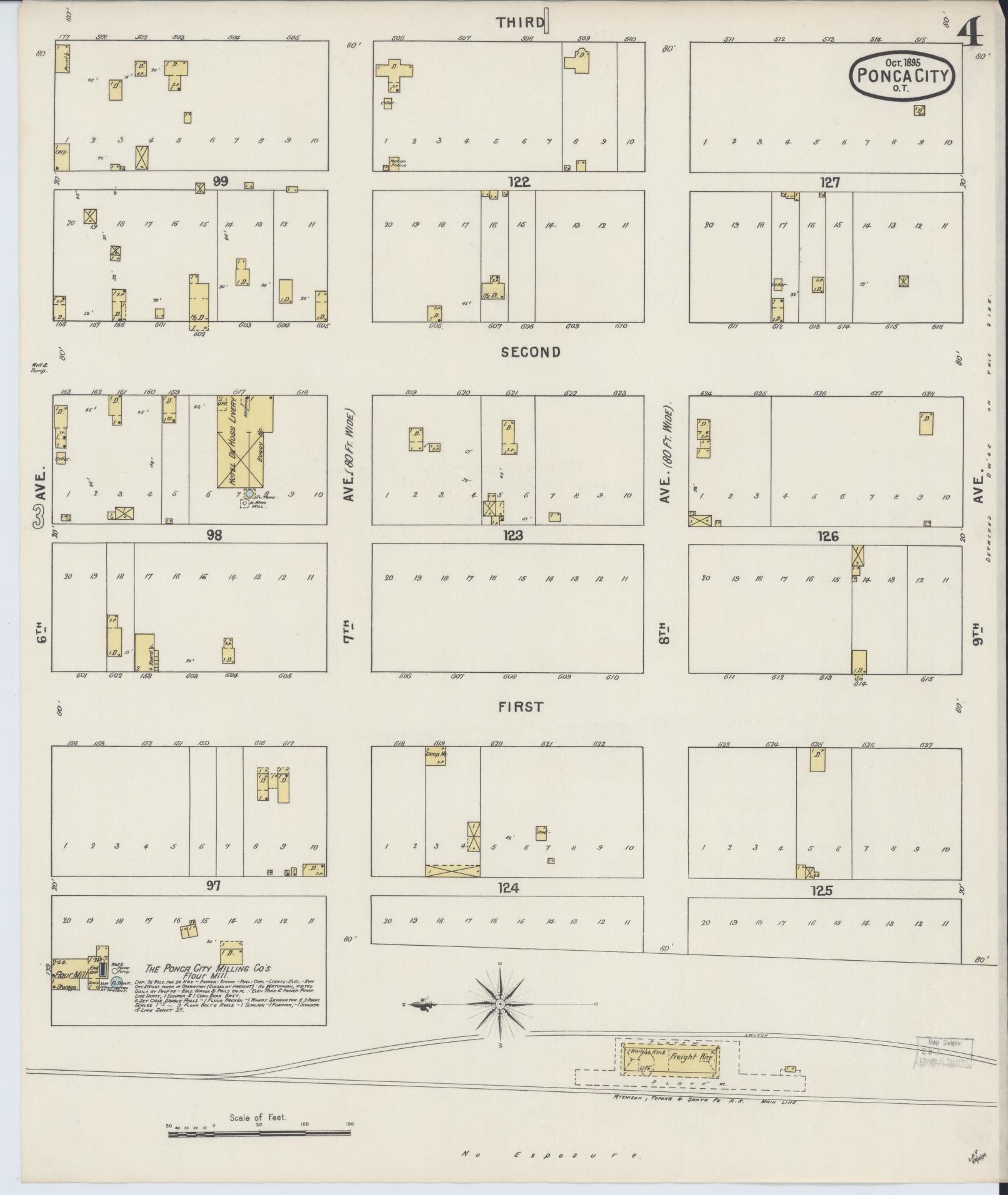 Sanborn Fire Insurance Map from Ponca City, Kay County, Oklahoma (1895), Sheet #0004 - Complete Map Set gallery image, historic Sanborn map, vintage wall art, Oklahoma Oklahoma