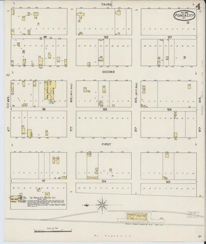 Sanborn Fire Insurance Map from Ponca City, Kay County, Oklahoma (1895), Sheet #0004 - Complete Map Set gallery image, historic Sanborn map, vintage wall art, Oklahoma Oklahoma