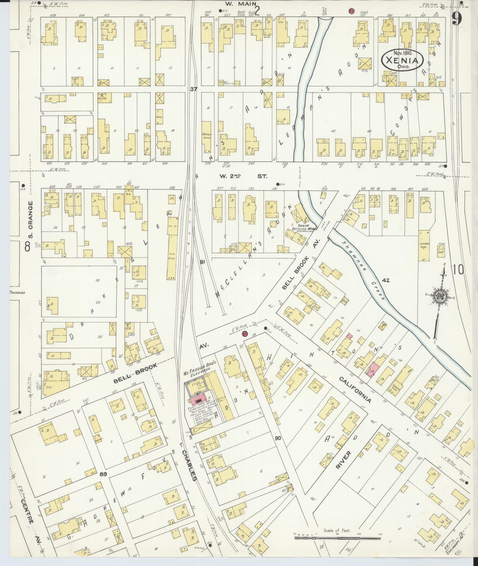 Sanborn Fire Insurance Map from Xenia, Greene County, Ohio (1910), Sheet #0009 - Complete Map Set gallery image, historic Sanborn map, vintage wall art, Ohio Ohio