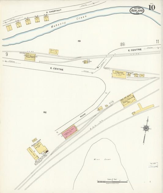 Sanborn Fire Insurance Map from Ashland, Schuylkill County, Pennsylvania (1921), Sheet #0010 - Historic Sanborn Fire Insurance Map Print, vintage old map wall art, antique decor, genealogy gift, Pennsylvania Pennsylvania map