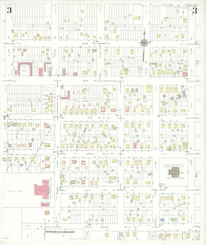 Sanborn Fire Insurance Map from Yukon, Canadian County, Oklahoma (1943), Sheet #0003 - Complete Map Set gallery image, historic Sanborn map, vintage wall art, Oklahoma Oklahoma