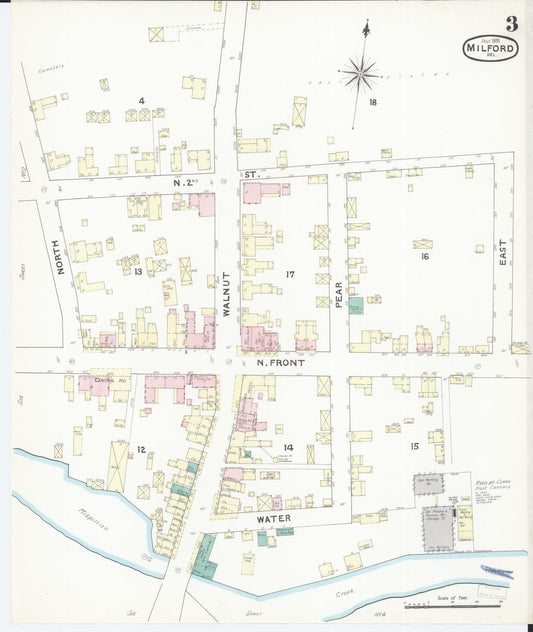 Sanborn Fire Insurance Map from Milford, Kent And Sussex Counties, Delaware (1891), Sheet #0003 - Historic Sanborn Fire Insurance Map Print, vintage old map wall art, antique decor, genealogy gift, Delaware Delaware map