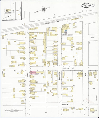 Sanborn Fire Insurance Map from Felton, Kent County, Delaware (1919), Sheet #0003 - Complete Map Set gallery image, historic Sanborn map, vintage wall art, Delaware Delaware