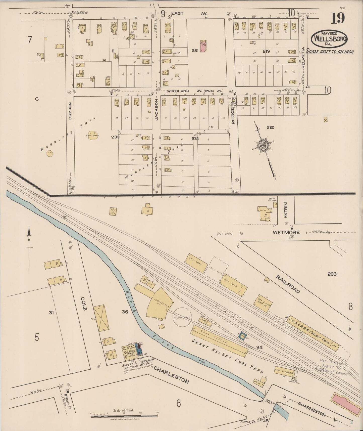 Sanborn Fire Insurance Map from Wellsboro, Tioga County, Pennsylvania (1922), Sheet #0019 - Complete Map Set gallery image, historic Sanborn map, vintage wall art, Pennsylvania Pennsylvania