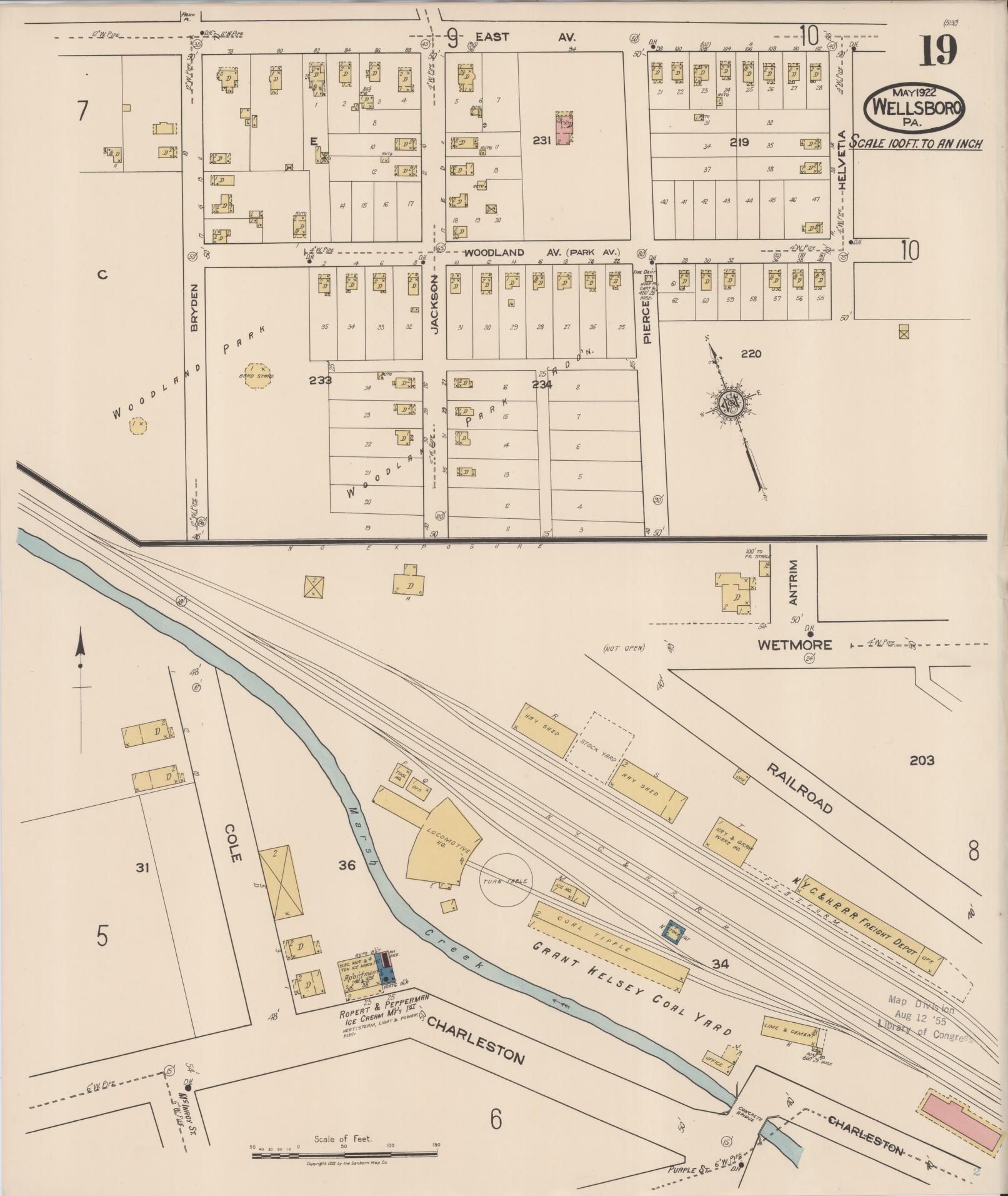 Sanborn Fire Insurance Map from Wellsboro, Tioga County, Pennsylvania (1922), Sheet #0019 - Complete Map Set gallery image, historic Sanborn map, vintage wall art, Pennsylvania Pennsylvania