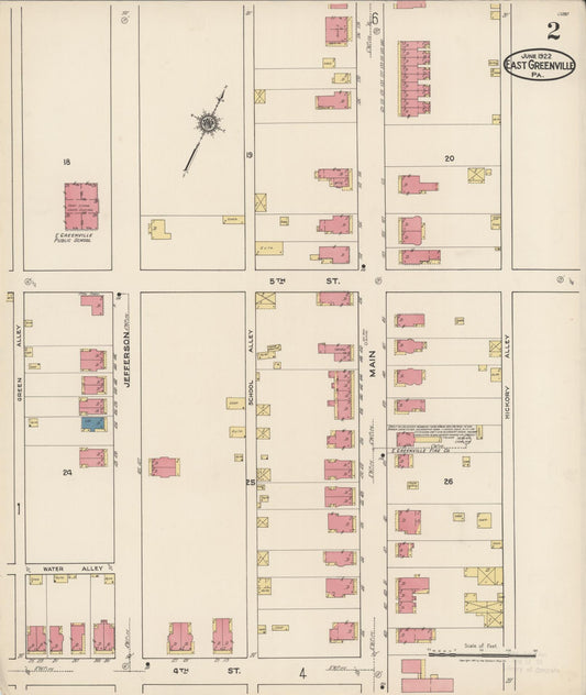 Sanborn Fire Insurance Map from East Greenville, Montgomery County, Pennsylvania (1922), Sheet #0002 - Historic Sanborn Fire Insurance Map Print, vintage old map wall art, antique decor, genealogy gift, Pennsylvania Pennsylvania map