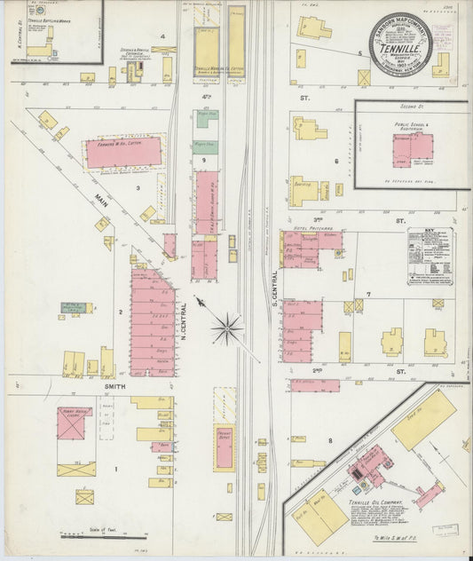 Sanborn Fire Insurance Map from Tennille, Washington County, Georgia (1903), Sheet #0001 - Historic Sanborn Fire Insurance Map Print, vintage old map wall art, antique decor, genealogy gift, Georgia Georgia map