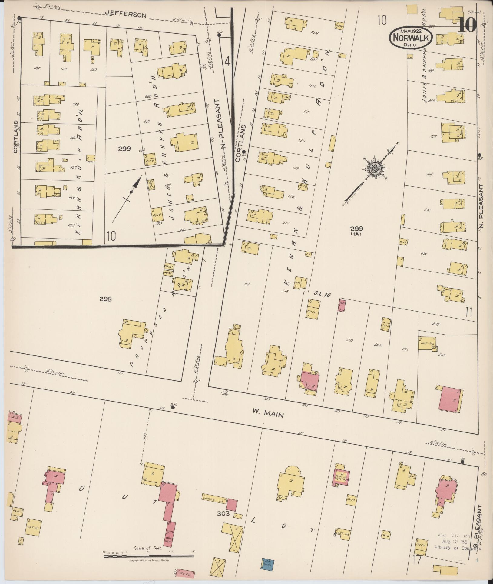Sanborn Fire Insurance Map from Norwalk, Huron County, Ohio (1922), Sheet #0010 - Historic Sanborn Fire Insurance Map Print, vintage old map wall art, antique decor, genealogy gift, Ohio Ohio map