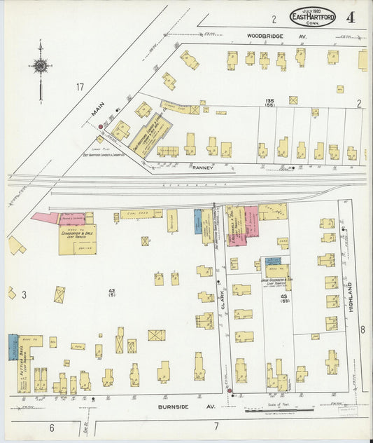 Sanborn Fire Insurance Map from East Hartford, Hartford County, Connecticut (1920), Sheet #0004 - Historic Sanborn Fire Insurance Map Print, vintage old map wall art, antique decor, genealogy gift, Connecticut Connecticut map