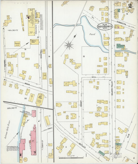 Sanborn Fire Insurance Map from South Berwick, York County, Maine (1901), Sheet #0002 - Historic Sanborn Fire Insurance Map Print, vintage old map wall art, antique decor, genealogy gift, Maine Maine map