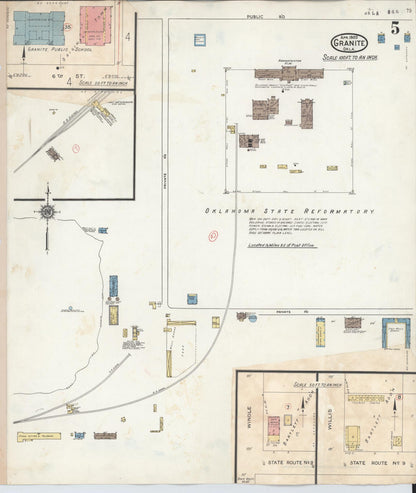 Sanborn Fire Insurance Map from Granite, Greer County, Oklahoma (1932), Sheet #0005 - Complete Map Set gallery image, historic Sanborn map, vintage wall art, Oklahoma Oklahoma