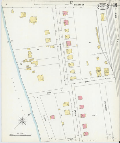 Sanborn Fire Insurance Map from Sewickley, Allegheny County, Pennsylvania (1905), Sheet #0013 - Complete Map Set gallery image, historic Sanborn map, vintage wall art, Pennsylvania Pennsylvania