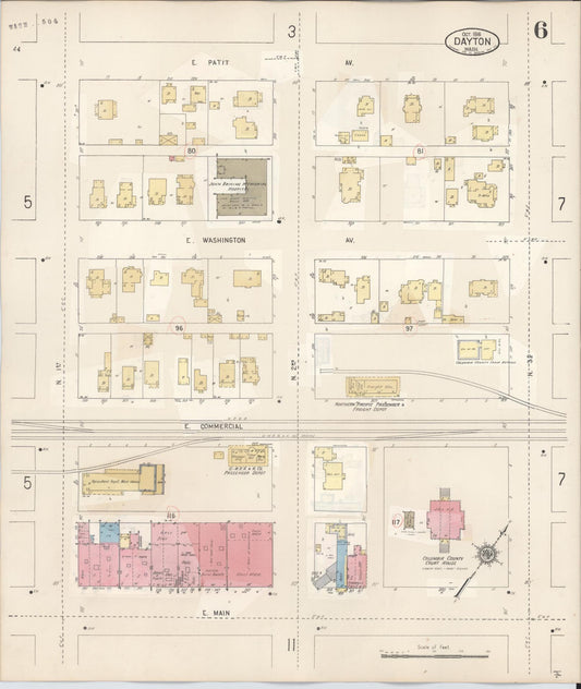 Sanborn Fire Insurance Map from Dayton, Columbia County, Washington (1943), Sheet #0006 - Historic Sanborn Fire Insurance Map Print, vintage old map wall art, antique decor, genealogy gift, Washington Washington map