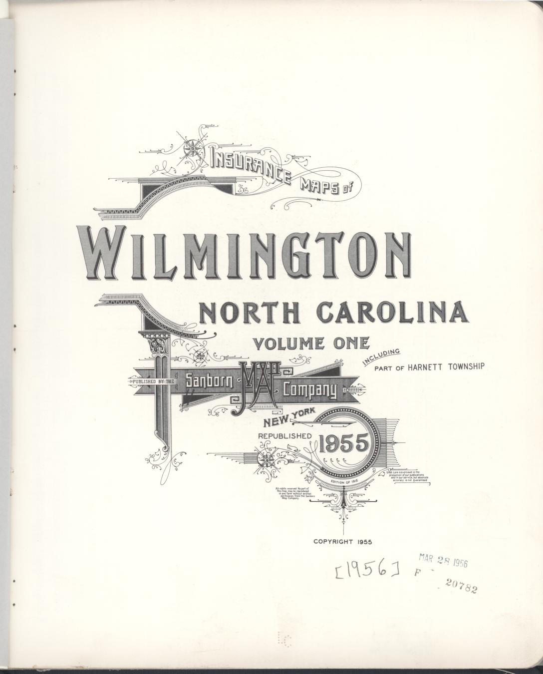 Sanborn Fire Insurance Map from Wilmington, New Hanover County, North Carolina (1955), Sheet #0001 - Complete Map Set gallery image, historic Sanborn map, vintage wall art, North Carolina North Carolina