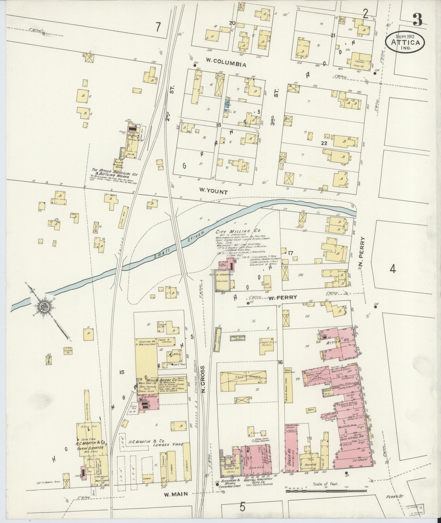 Sanborn Fire Insurance Map from Attica, Fountain County, Indiana (1910), Sheet #0003 - Complete Map Set gallery image, historic Sanborn map, vintage wall art, Indiana Indiana