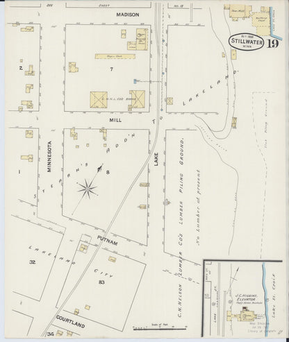 Sanborn Fire Insurance Map from Stillwater, Washington County, Minnesota (1888), Sheet #0019 - Historic Sanborn Fire Insurance Map Print, vintage old map wall art, antique decor, genealogy gift, Minnesota Minnesota map