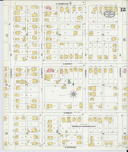 Sanborn Fire Insurance Map from Alliance, Stark County, Ohio (1904), Sheet #0012 - Historic Sanborn Fire Insurance Map Print, vintage old map wall art, antique decor, genealogy gift, Ohio Ohio map