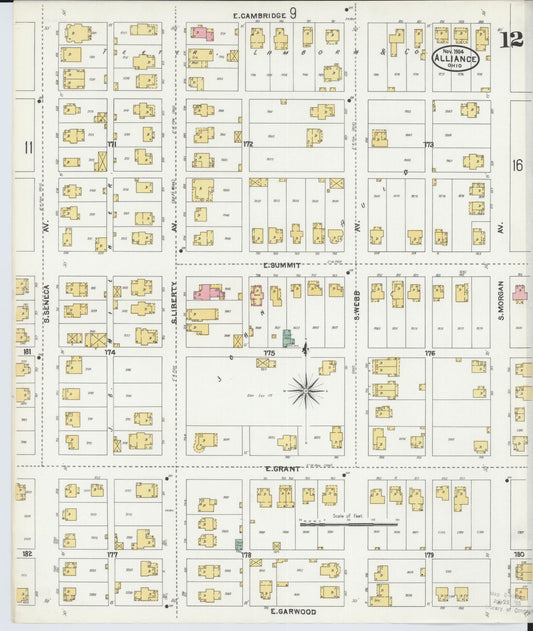 Sanborn Fire Insurance Map from Alliance, Stark County, Ohio (1904), Sheet #0012 - Historic Sanborn Fire Insurance Map Print, vintage old map wall art, antique decor, genealogy gift, Ohio Ohio map