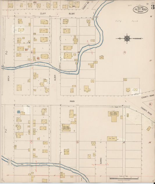 Sanborn Fire Insurance Map from Pilot Rock, Umatilla County, Oregon (1932), Sheet #0003 - Historic Sanborn Fire Insurance Map Print, vintage old map wall art, antique decor, genealogy gift, Oregon Oregon map