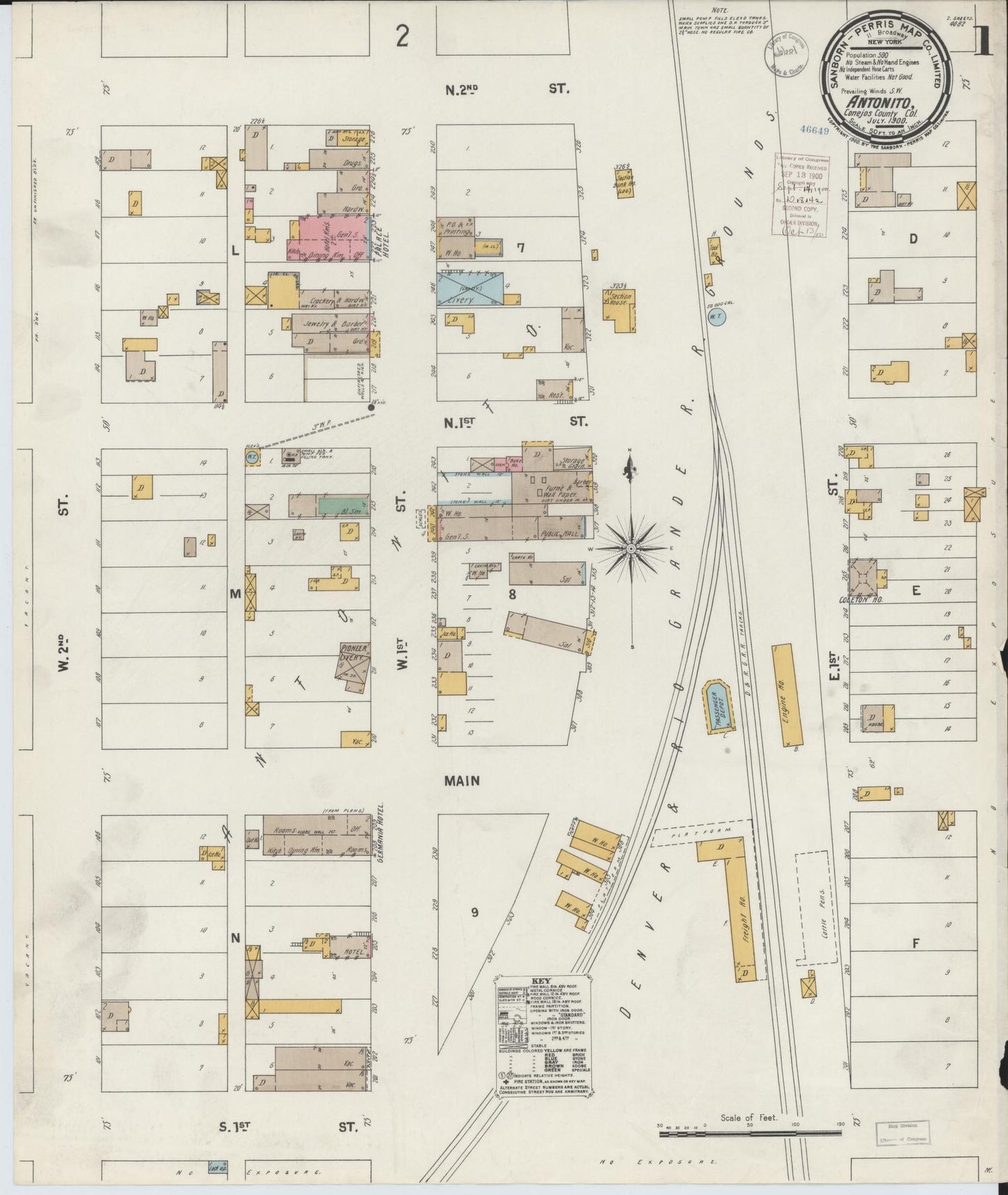 Sanborn Fire Insurance Map from Antonito, Conejos County, Colorado (1900), Sheet #0001 - Complete Map Set gallery image, historic Sanborn map, vintage wall art, Colorado Colorado