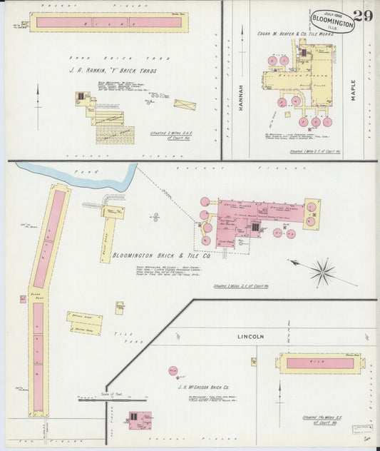 Sanborn Fire Insurance Map from Bloomington, McLean County, Illinois (1896), Sheet #0029 - Historic Sanborn Fire Insurance Map Print, vintage old map wall art, antique decor, genealogy gift, Illinois Illinois map