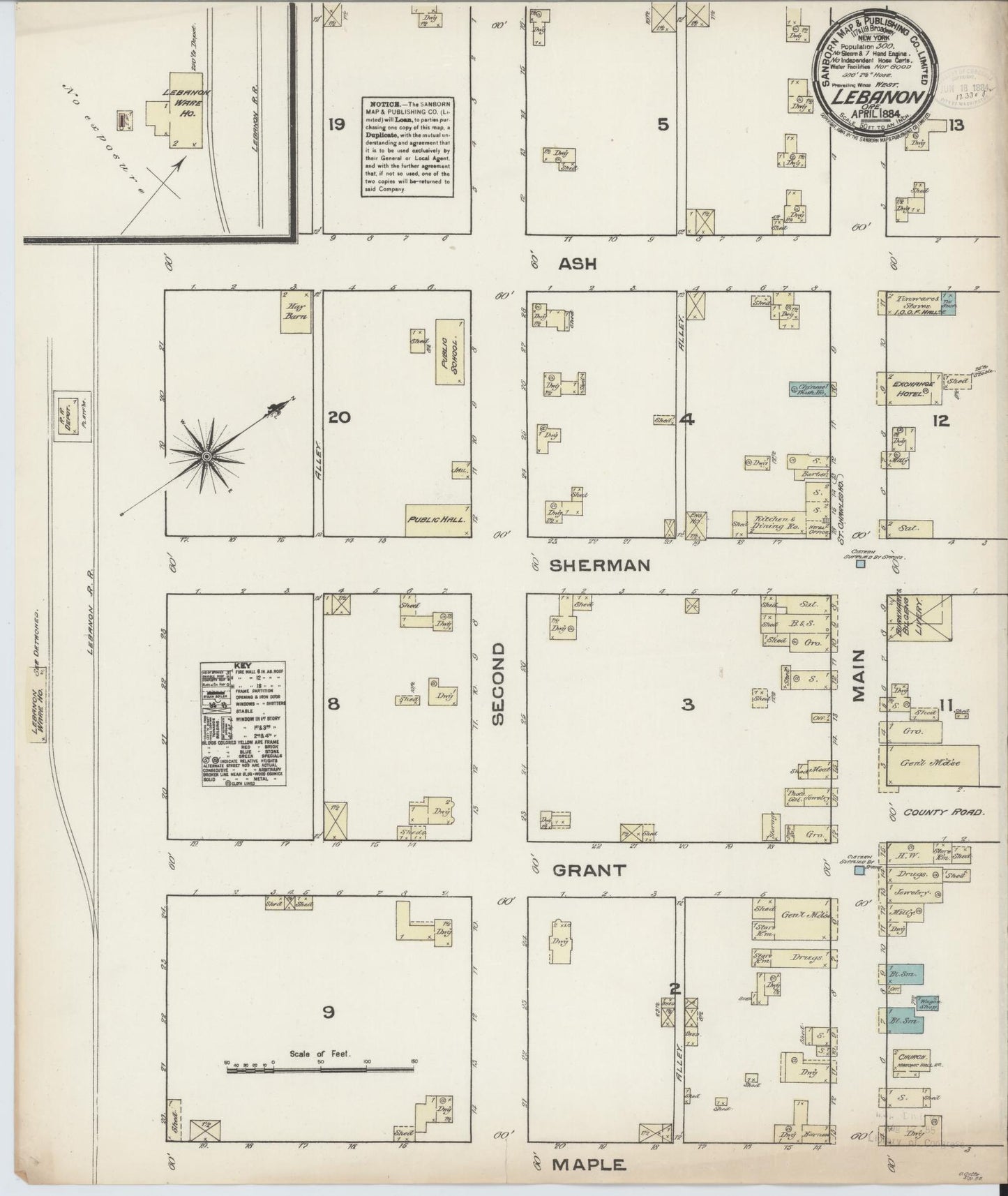 Sanborn Fire Insurance Map from Lebanon, Linn County, Oregon (1884), Sheet #0001 - Historic Sanborn Fire Insurance Map Print, vintage old map wall art, antique decor, genealogy gift, Oregon Oregon map