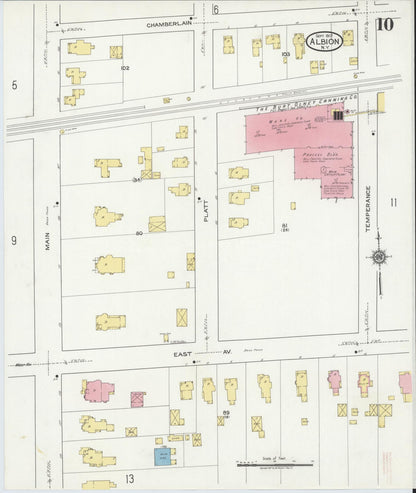 Sanborn Fire Insurance Map from Albion, Orleans County, New York (1917), Sheet #0010 - Complete Map Set gallery image, historic Sanborn map, vintage wall art, New York New York