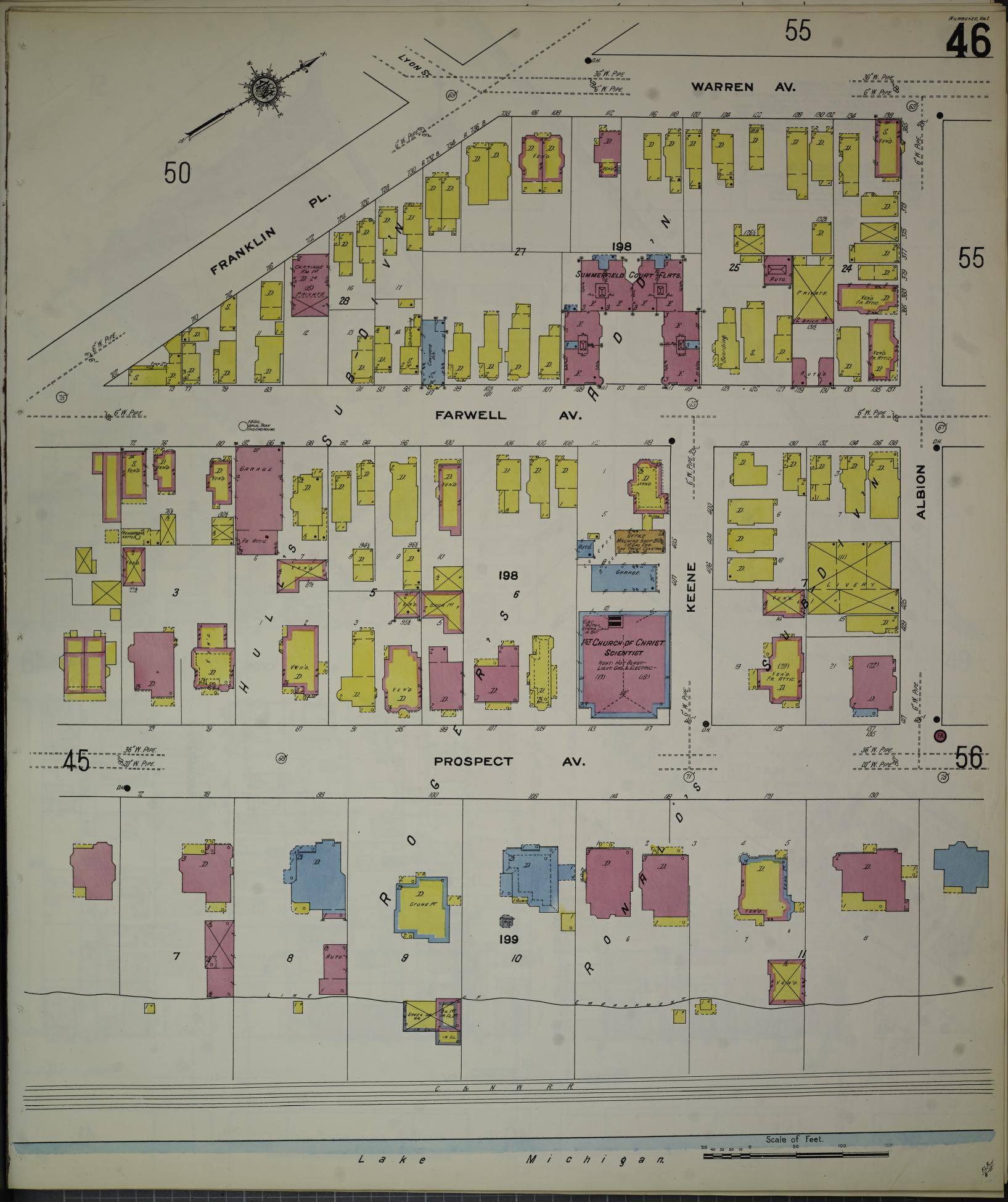 Sanborn Fire Insurance Map from Milwaukee, Milwaukee County, Wisconsin (1910), Sheet #0046 - Complete Map Set gallery image, historic Sanborn map, vintage wall art, Wisconsin Wisconsin