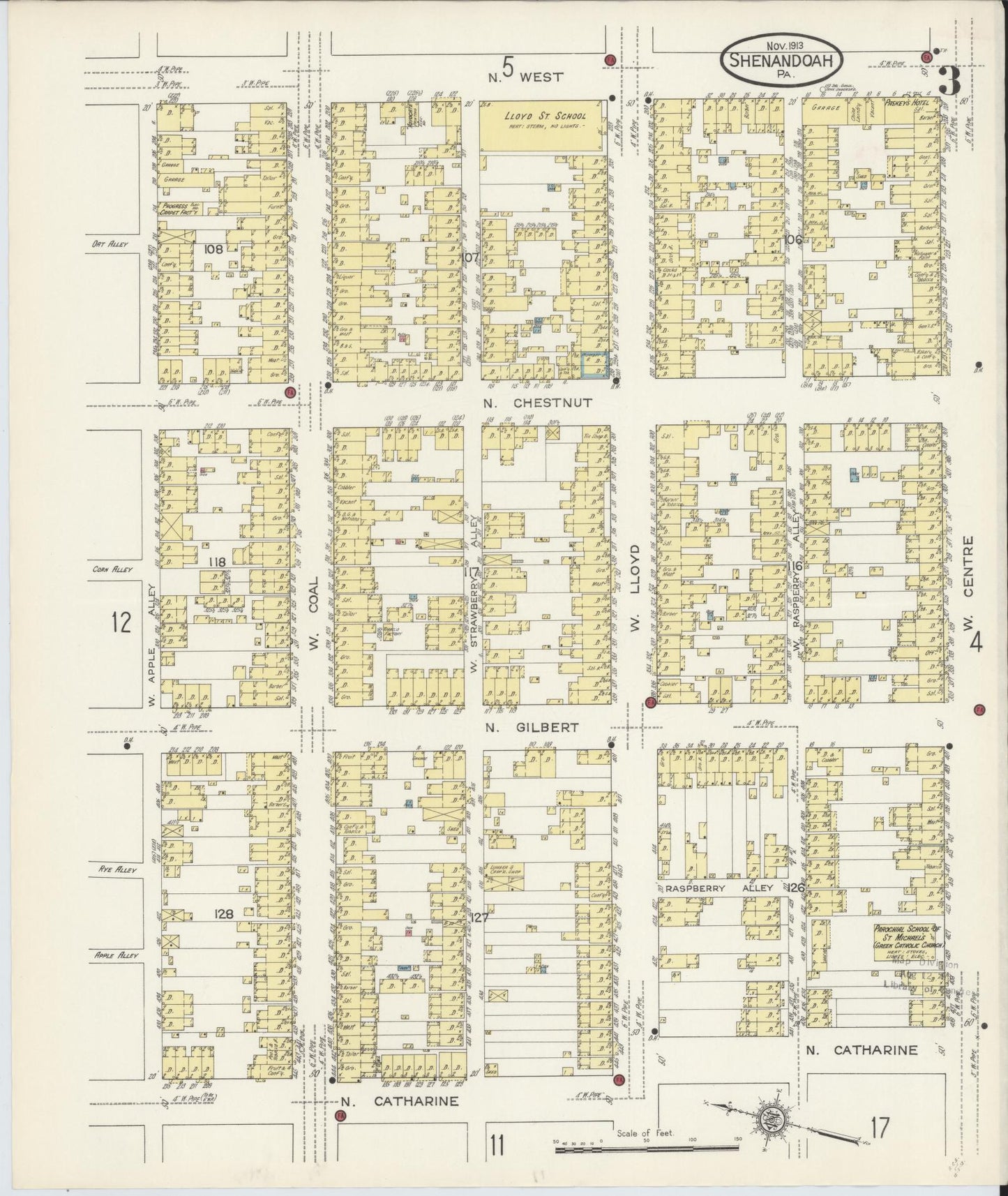 Sanborn Fire Insurance Map from Shenandoah, Schuylkill County, Pennsylvania (1913), Sheet #0003 - Complete Map Set gallery image, historic Sanborn map, vintage wall art, Pennsylvania Pennsylvania