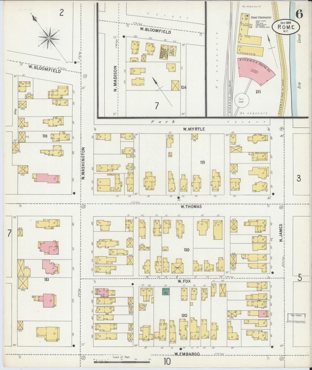Sanborn Fire Insurance Map from Rome, Oneida County, New York (1899), Sheet #0006 - Complete Map Set gallery image, historic Sanborn map, vintage wall art, New York New York