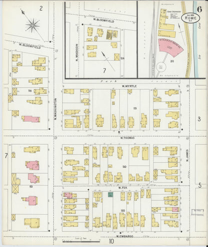 Sanborn Fire Insurance Map from Rome, Oneida County, New York (1899), Sheet #0006 - Complete Map Set gallery image, historic Sanborn map, vintage wall art, New York New York