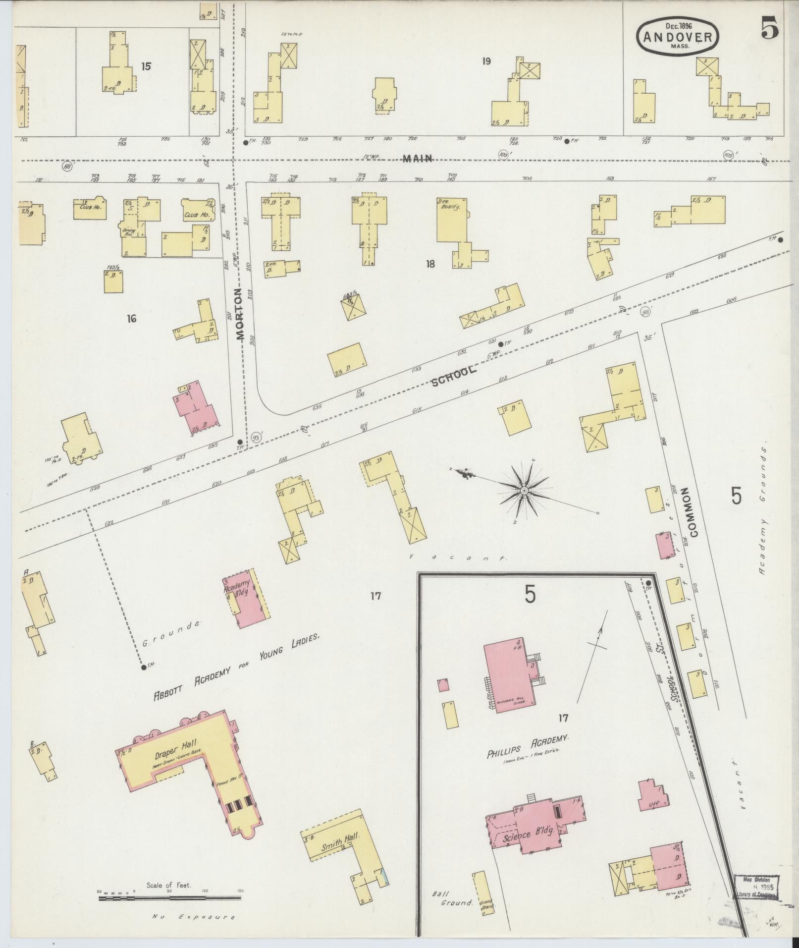 Sanborn Fire Insurance Map from Andover, Essex County, Massachusetts (1896), Sheet #0005 - Complete Map Set gallery image, historic Sanborn map, vintage wall art, Massachusetts Massachusetts