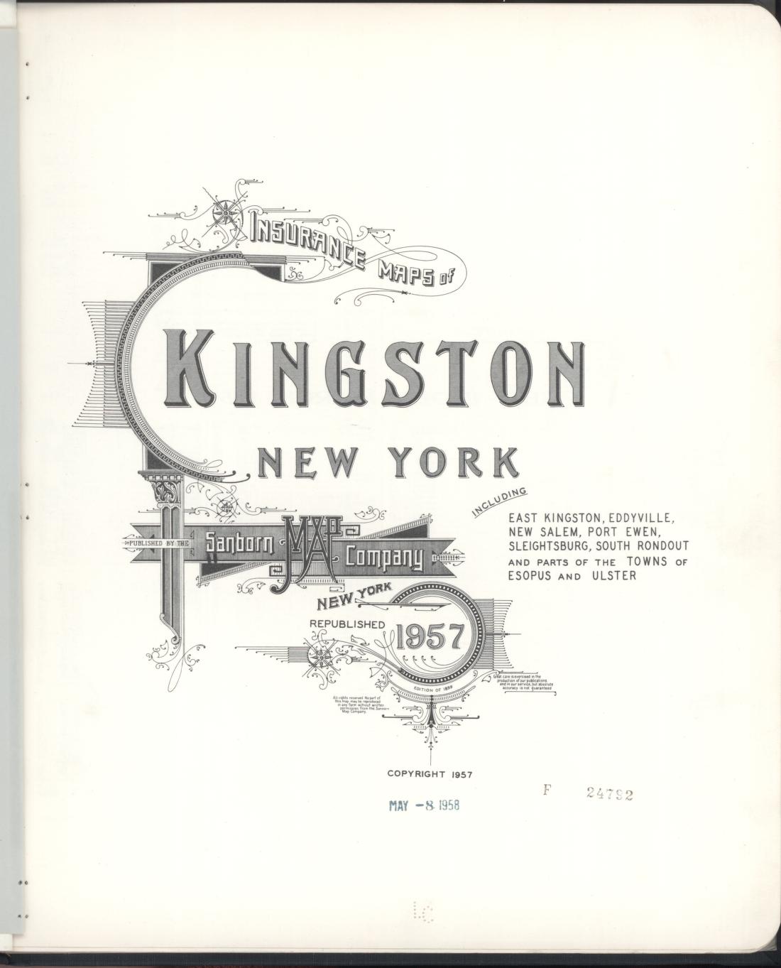 Sanborn Fire Insurance Map from Kingston, Ulster County, New York. (1957) – Historic Sanborn Fire Insurance Map Print