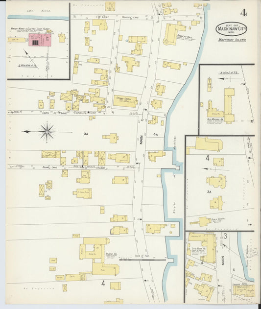 Sanborn Fire Insurance Map from Mackinaw City, Cheboygan County, Michigan (1907), Sheet #0004 - Historic Sanborn Fire Insurance Map Print, vintage old map wall art, antique decor, genealogy gift, Michigan Michigan map