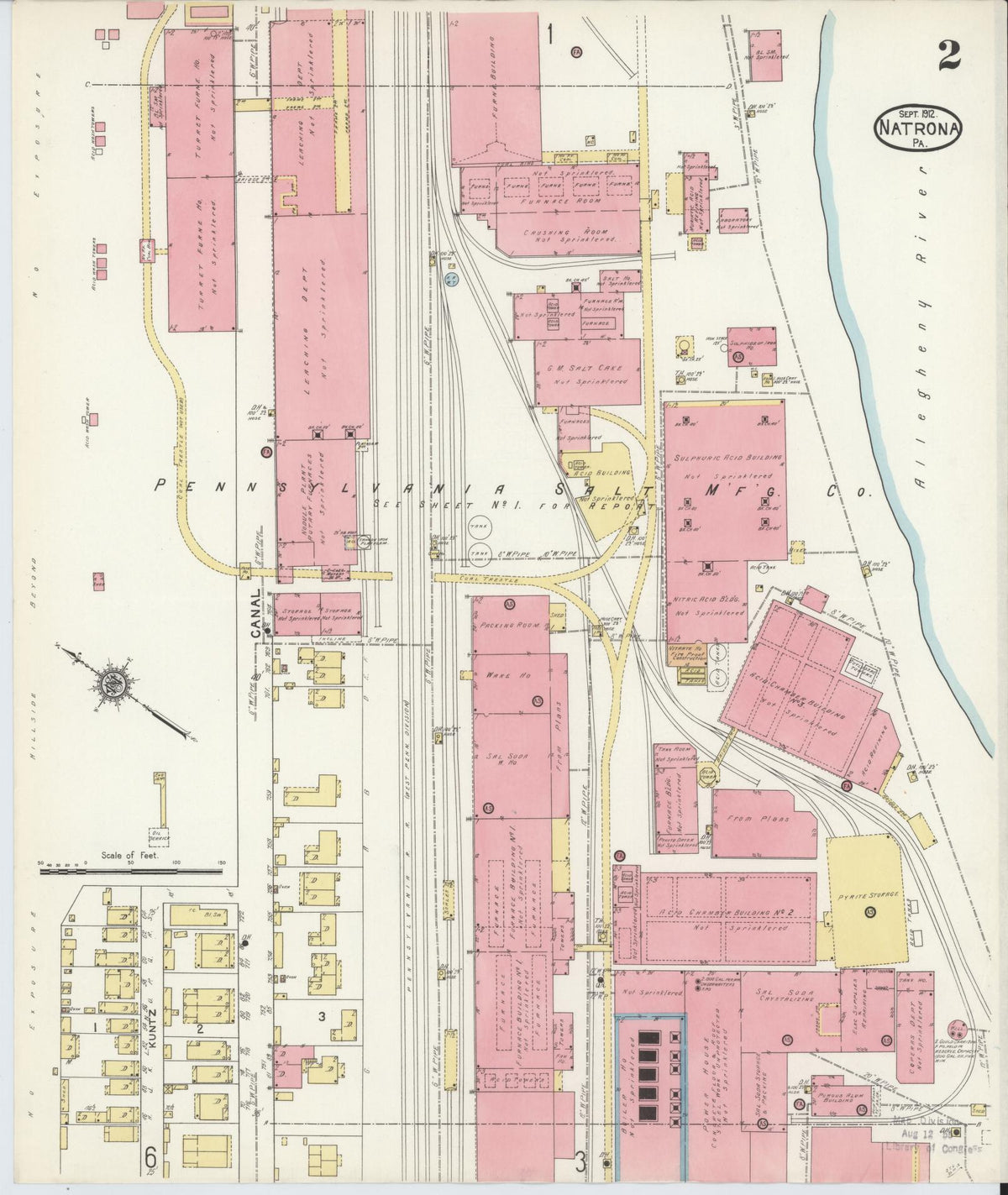 Sanborn Fire Insurance Map from Natrona, Allegheny County, Pennsylvania (1912), Sheet #0002 - Historic Sanborn Fire Insurance Map Print, vintage old map wall art, antique decor, genealogy gift, Pennsylvania Pennsylvania map