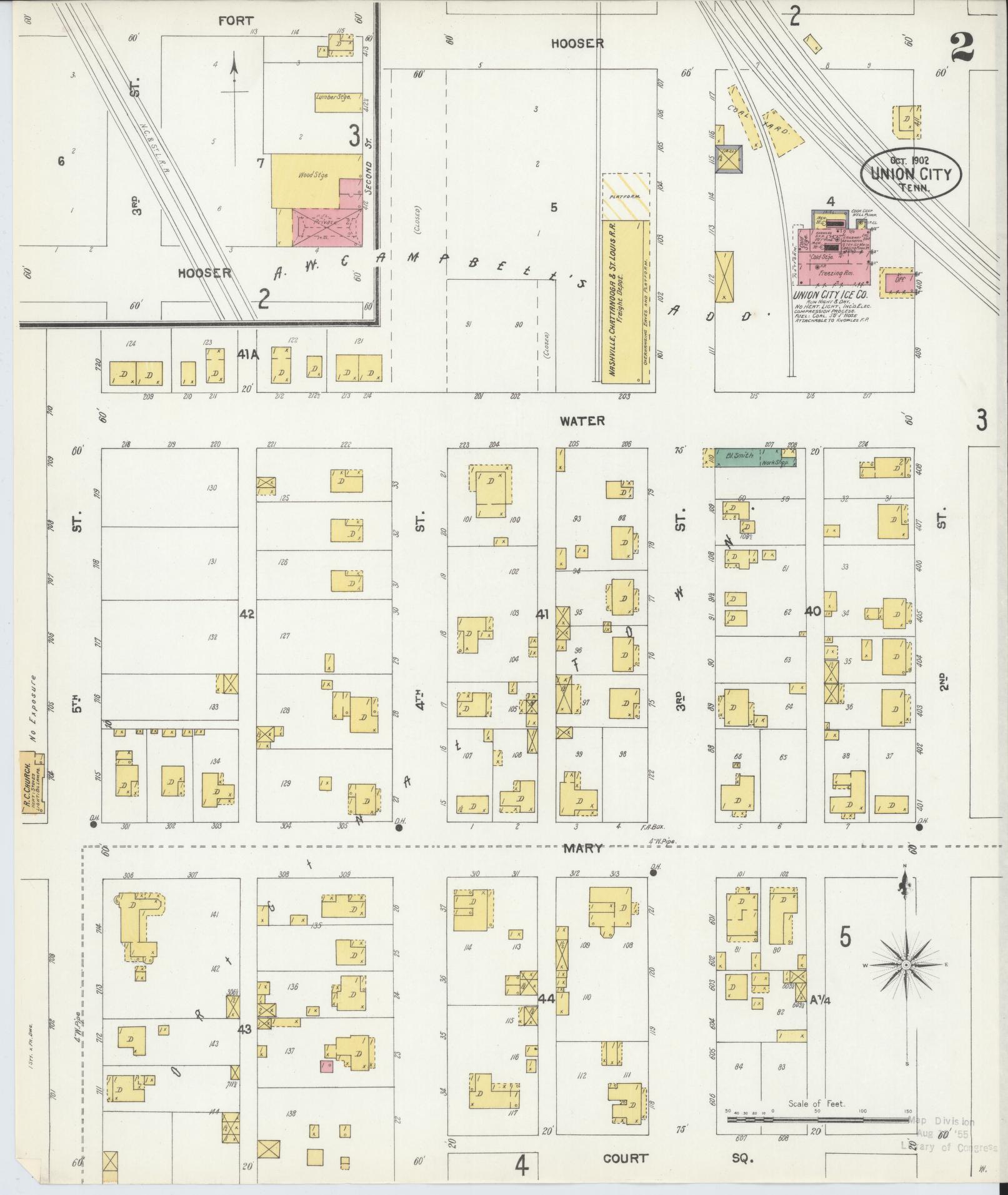 Sanborn Fire Insurance Map from Union City, Obion County, Tennessee (1902), Sheet #0002 - Complete Map Set gallery image, historic Sanborn map, vintage wall art, Tennessee Tennessee