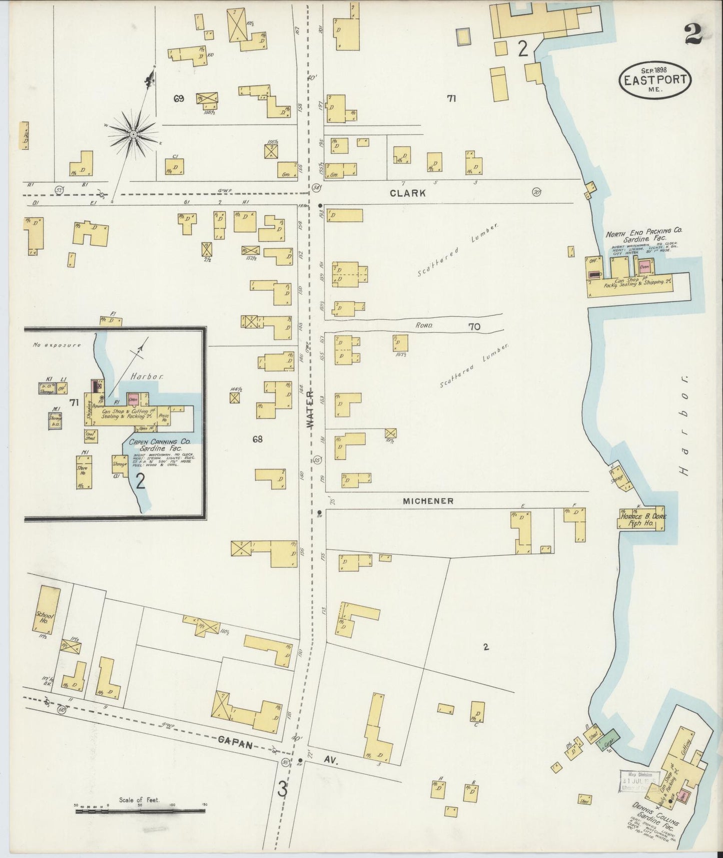 Sanborn Fire Insurance Map from Eastport, Washington County, Maine (1898), Sheet #0002 - Complete Map Set gallery image, historic Sanborn map, vintage wall art, Maine Maine