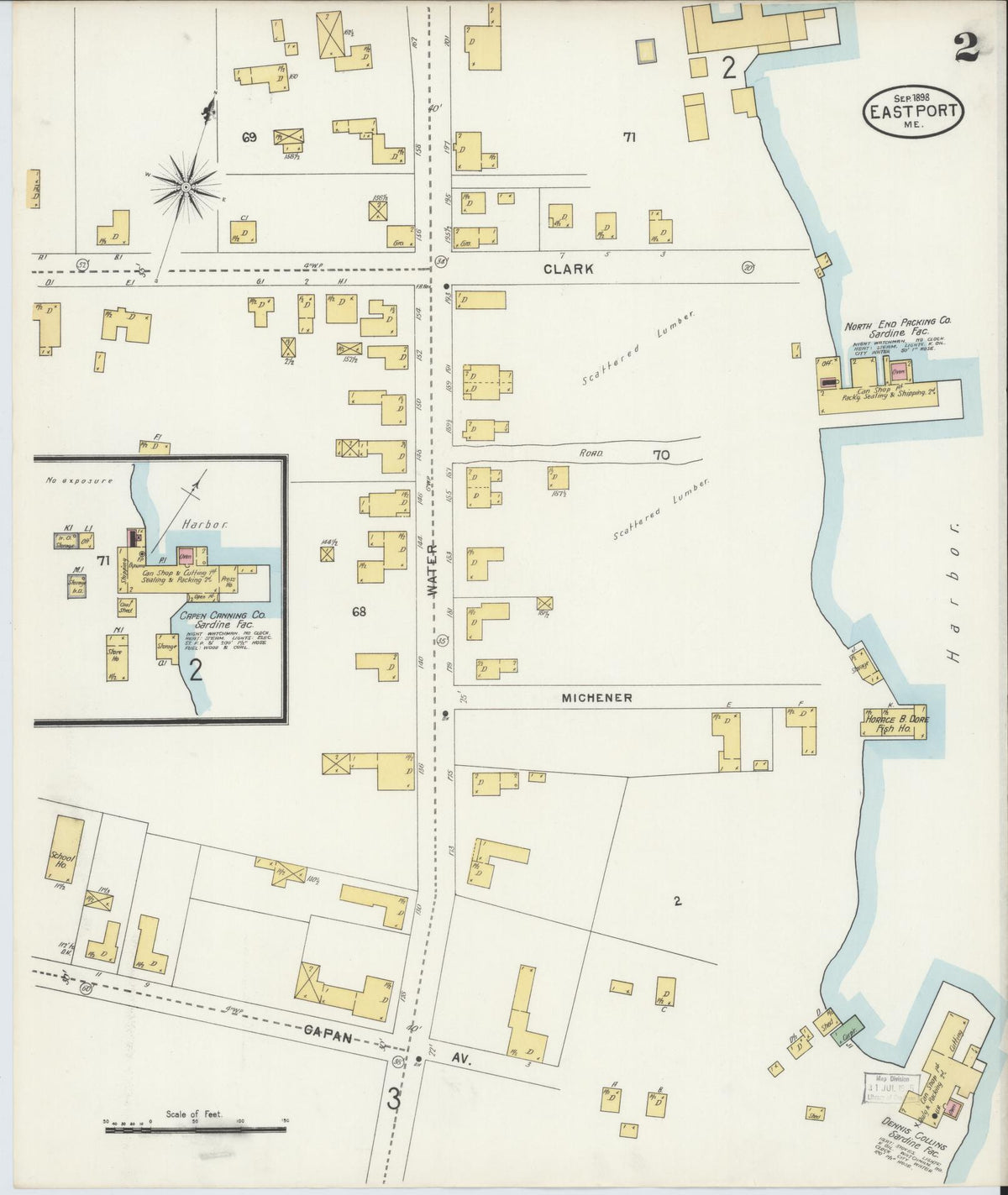 Sanborn Fire Insurance Map from Eastport, Washington County, Maine (1898), Sheet #0002 - Complete Map Set gallery image, historic Sanborn map, vintage wall art, Maine Maine
